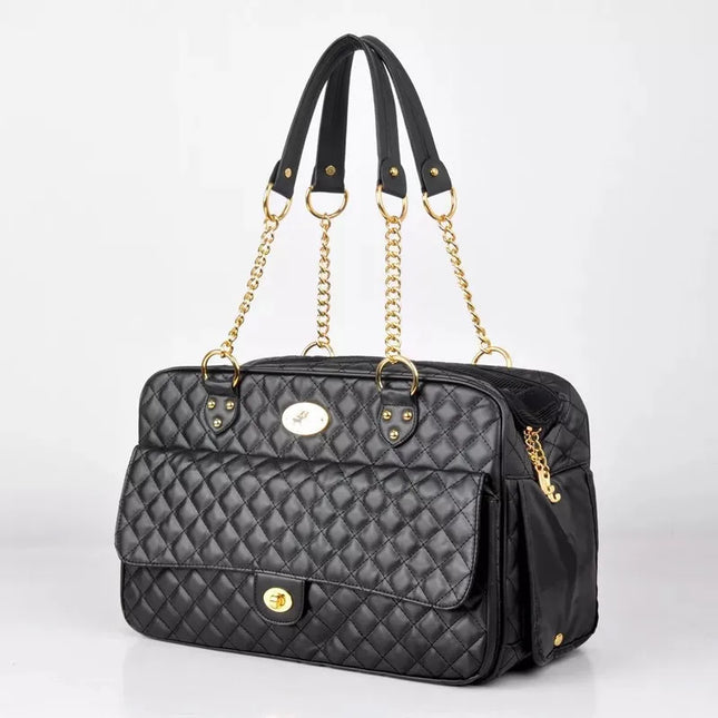 Luxury Leather Pet Carrier Sling - Windproof, 40x27x19cm, up to 5kg for Chihuahua & Small Dogs