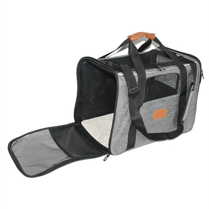 Hands-Free Cat Carrier Bag - 45x35x33cm, Car Seat Belt & Shoulder Strap, up to 15lbs