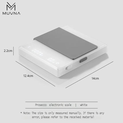 IN Stock MUVNA Prosecco Digital Coffee Scale, 0.1g High Precision Electronic Scale Espresso/ Hand Drip Coffee with Tare Function