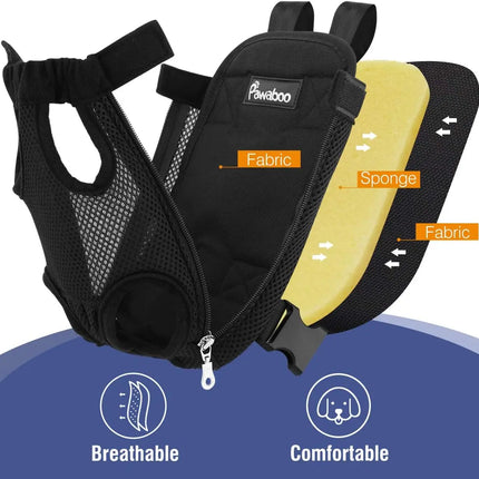 Pawaboo Adjustable Pet Front Carrier Backpack - S/M/L/XL, Locking Zipper, Hiking & Camping, 5 Colors