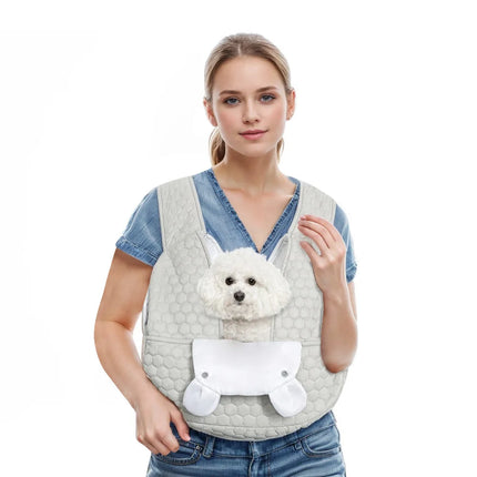 Portable Pet Chest Backpack - Travel Carrier for Cats & Dogs, Gray/White