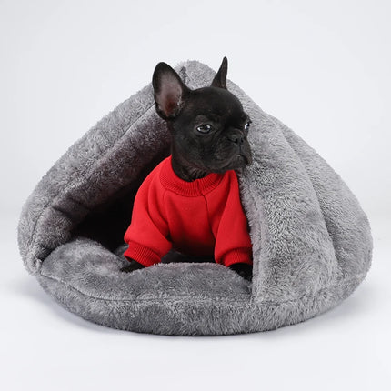 Plush Round Dog Bed - Warm Washable Basket Sofa for Small Dogs & Cats (S/M/L)