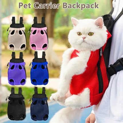 Adjustable Nylon Pet Double Shoulder Backpack - Legs-Out, S/M/L/XL, Hiking & Camping, 7 Colors