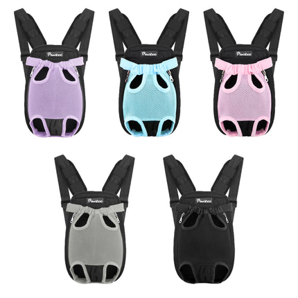 Pawaboo Adjustable Pet Front Carrier Backpack - S/M/L/XL, Locking Zipper, Hiking & Camping, 5 Colors