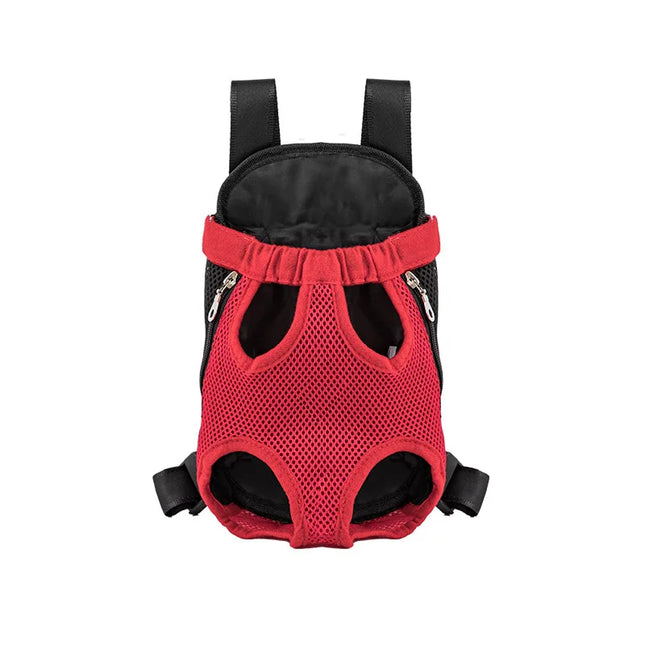Mesh Pet Front Carrier Backpack - Breathable Double Shoulder, S/M/L/XL, Red/Blue/Beige/Pink/Navy/Black