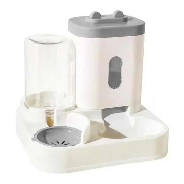 Gravity Pet Feeder & Water Dispenser - Large Capacity, Transparent Window, 28x25x26cm for Cats