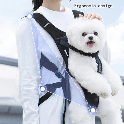 Polyester Pet Backpack Carrier with Chest Strap - S/M/L, up to 25kg, All Seasons, Black