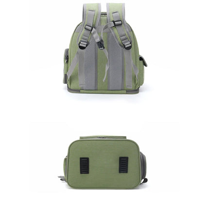 ABS Oxford Transparent Folding Pet Carrier Backpack - 42x27x34cm, Anti-Scratch, XXL, Gray/Army Green