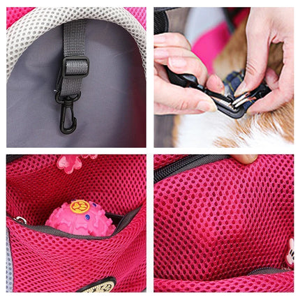 Portable Double Shoulder Pet Dog Carrier Backpack - S/M/L, Breathable, Orange Red/Blue
