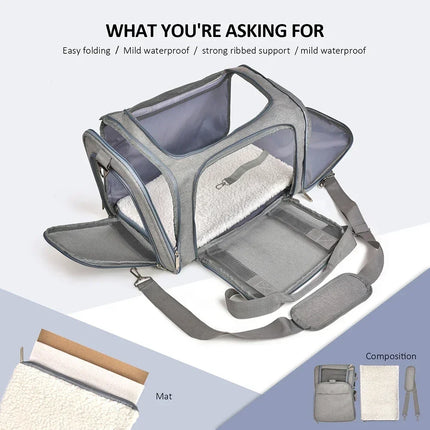 Airline Approved Nylon Pet Carrier - 43x28x28cm, Claw-Defense Mesh, up to 8kg, 5 Colors