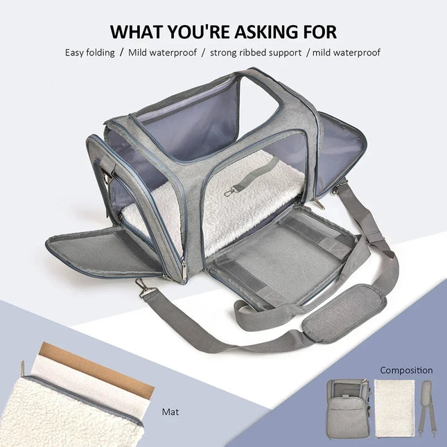 Airline Approved Nylon Pet Carrier - 43x28x28cm, Claw-Defense Mesh, up to 8kg, 5 Colors