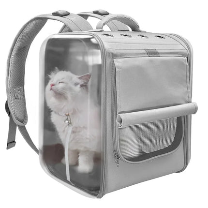Eco-Friendly Cotton Pet Carrier Backpack - Belt Closure, S/M/L, Pink/Grey