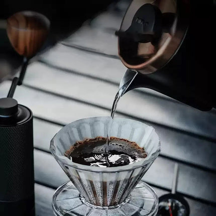 MAVO Pour-Over Coffee Set : Grinder+Dripper+300ml Glass Server+Kettle+Thermometer+Paper Filter Included,Coffee Box Easy To Carry