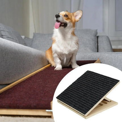 Adjustable Wooden Dog Ramp for Stairs - Compact Non-Slip Step for Small Dogs & Cats