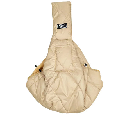 ZHUOJI Winter Cotton Pet Sling Carrier - 75x50x30cm, up to 7.5kg, Safety Leash, Front Pocket, Black/Grey/Green/Apricot