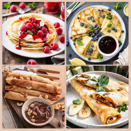 Electric Crepe Maker, 8 Inch Portable Crepe Maker Machine With Not-Stick Dipping Plate, Automatic Temperature Control