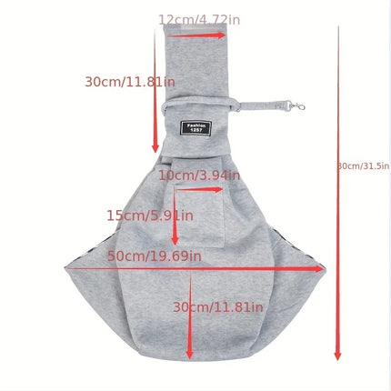 Hands-Free Double-Sided Dog Sling Crossbody Bag - Portable Outdoor Shoulder Carrier, Beige/Blue/Black/Gray