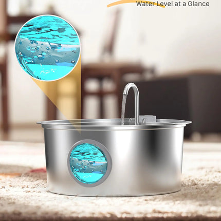 Large Dog Water Fountain, Stainless Steel Ultra-Quiet Dog Water Fountain for Large Dogs, Cats and Multi-Pet Homes