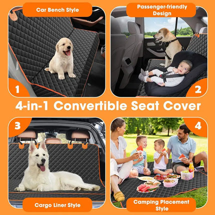 Dog Car Seat Cover Hammock - Waterproof Travel Mat for Small, Medium & Large Dogs