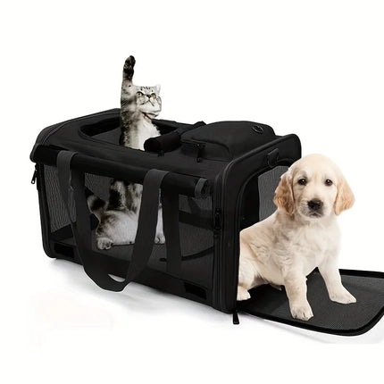 Soft-Sided Pet Carrier for Large & Medium Cats - Polyester, Beige/Gray/Black/Pink/Blue