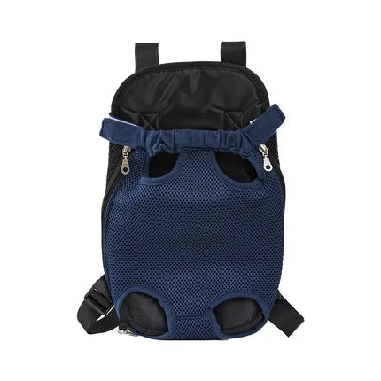 Mesh Pet Front Carrier Backpack - Breathable Double Shoulder, S/M/L/XL, Red/Blue/Beige/Pink/Navy/Black