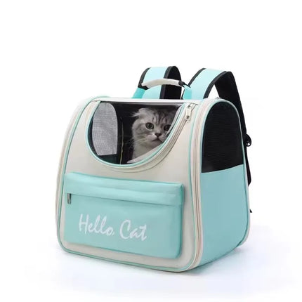 Oxford PVC Pet Carrier Backpack - 37x25x34cm, Windproof, Breathable, Blue/Green/Pink/Purple