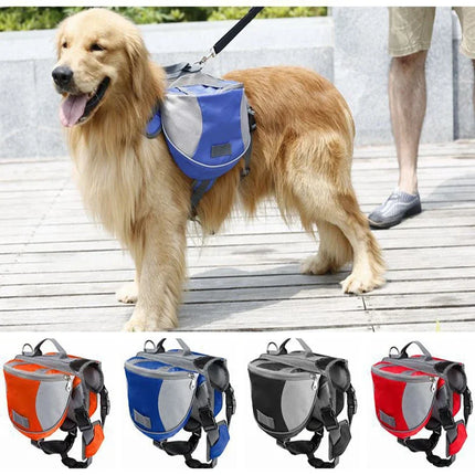 Oxford Dog Self-Carry Saddle Backpack - S(7.5-18kg)/M(18-28kg)/L(28-40kg), Reflective, Orange/Blue/Red/Black