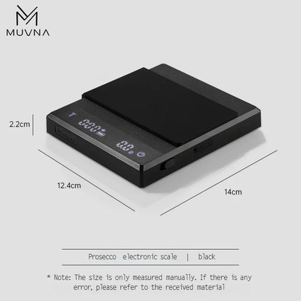 IN Stock MUVNA Prosecco Digital Coffee Scale, 0.1g High Precision Electronic Scale Espresso/ Hand Drip Coffee with Tare Function
