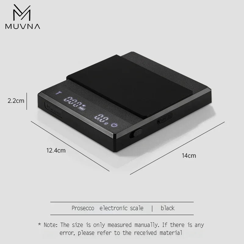 IN Stock MUVNA Prosecco Digital Coffee Scale, 0.1g High Precision Electronic Scale Espresso/ Hand Drip Coffee with Tare Function