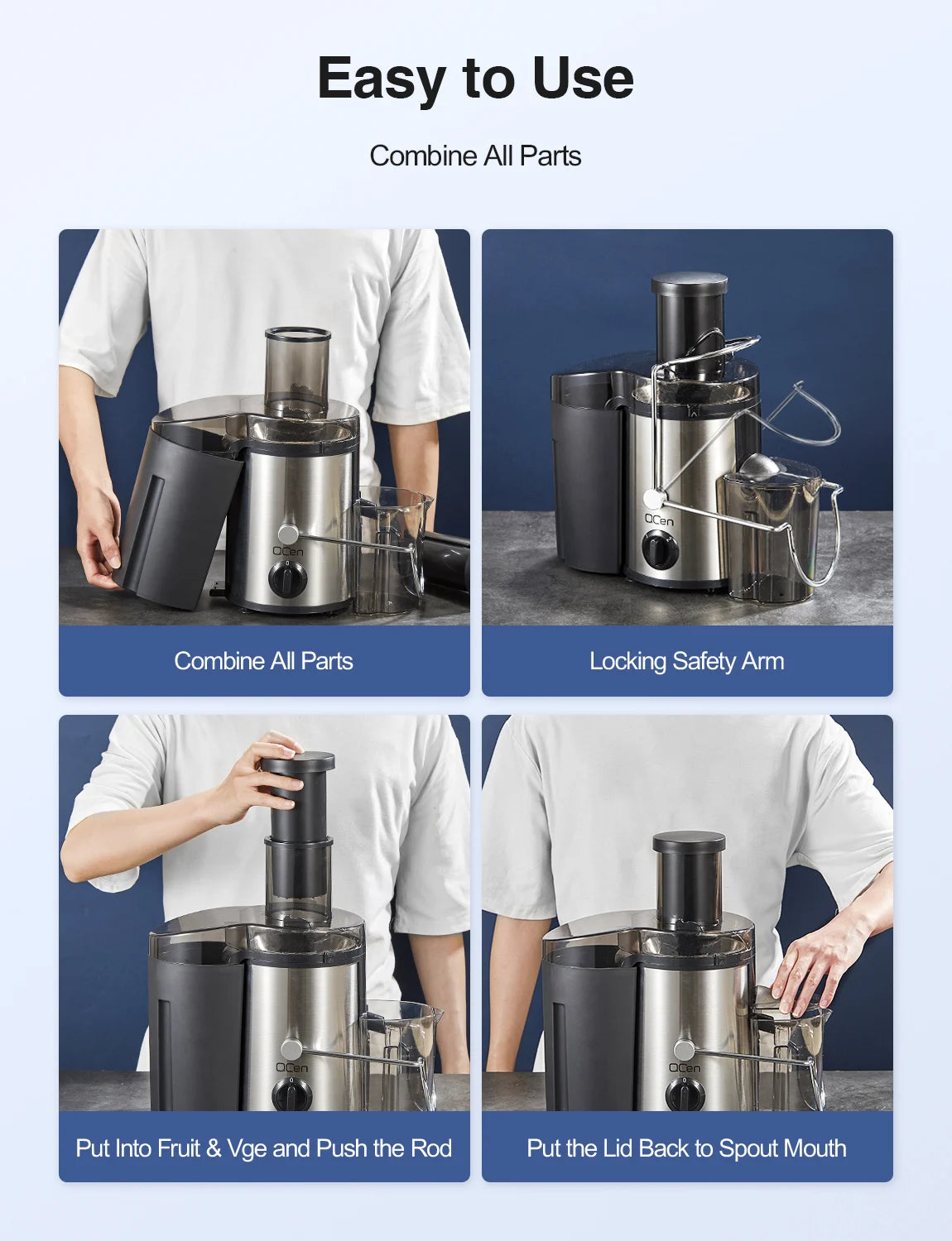 Juicer Machine, 500W Centrifugal Juicer Extractor with Wide Mouth 3” Feed Chute for Fruit Vegetable, Easy to Clean, Stainle