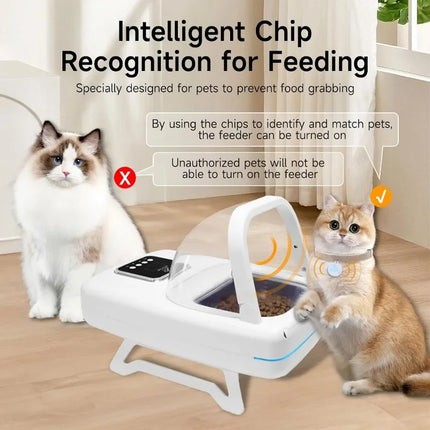 Microchip Cat Feeder with RFID Collar Sensor - Anti Food Grabbing, 3 Sensing Modes, LCD Timer