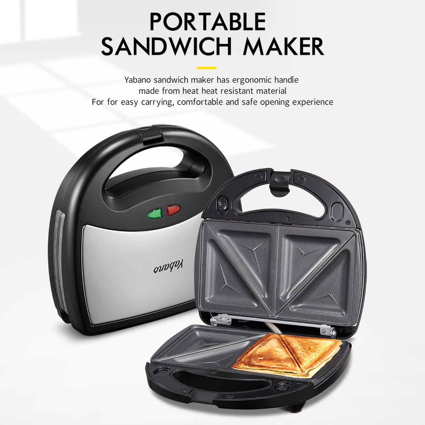 Yabano Sandwich Maker, 3 in 1 Waffle Maker, Toaster and Electric Panini Press Grill with Non-stick Coating Plate, Easy to Clean