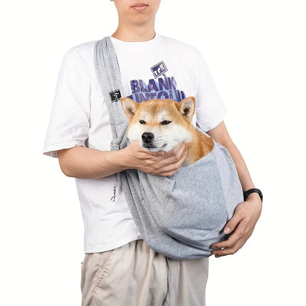 Hands-Free Double-Sided Dog Sling Crossbody Bag - Portable Outdoor Shoulder Carrier, Beige/Blue/Black/Gray