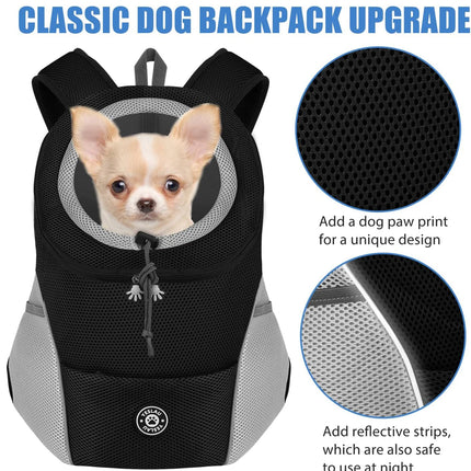 Dog Front Carrier Backpack for Hiking, Camping & Motorcycle - Breathable Nylon, S/M/L, 1-12kg