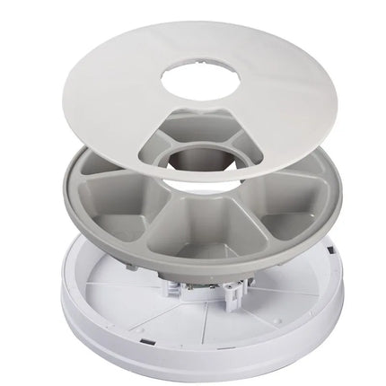 Automatic Pet Feeder - 6 Meals 6 Grids LCD Timer, Music Reminder, Dry Food Dispenser for Cats & Dogs
