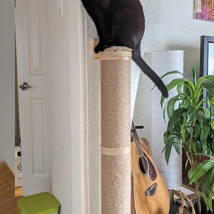 Cat Scratching Post Wall Furniture Wood Wall Mounted Kitten Scratcher Tree Tower Toys Thicker Column for Indoor Cats Accessories