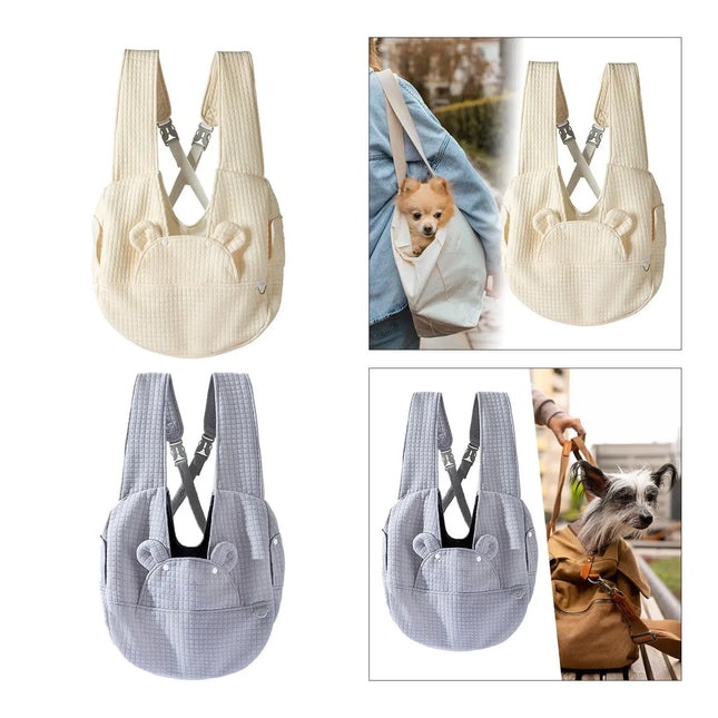 Large Capacity Breathable Pet Carrier Bag - 38x14x41cm, Multifunction, Gray/White