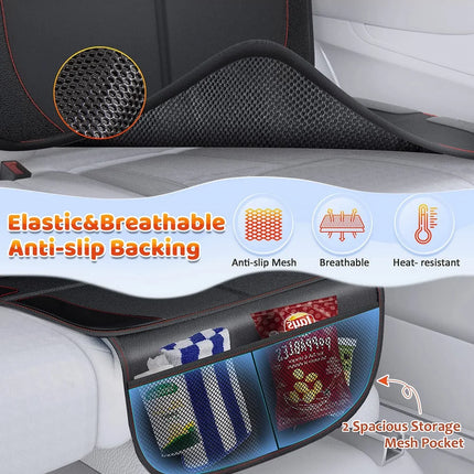 Car Seat Protector for Kids & Pets - 5-Layer Non-Slip Pad with Storage Pockets, Universal Fit