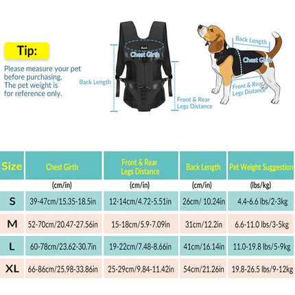 Front Pet Carrier Backpack for Cats & Dogs - Breathable Nylon, S/M/L/XL
