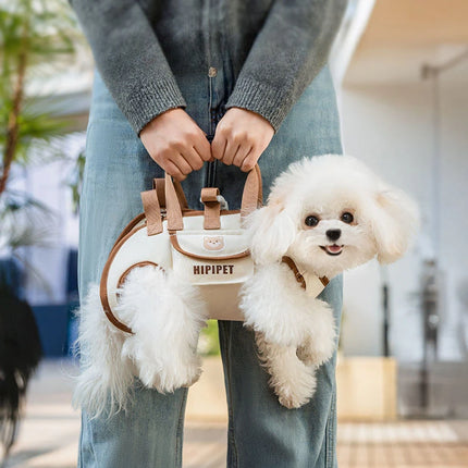 Diagonal Pet Carrier Bag - Spine-Friendly Crossbody, 2-11.5kg, Black/Brown