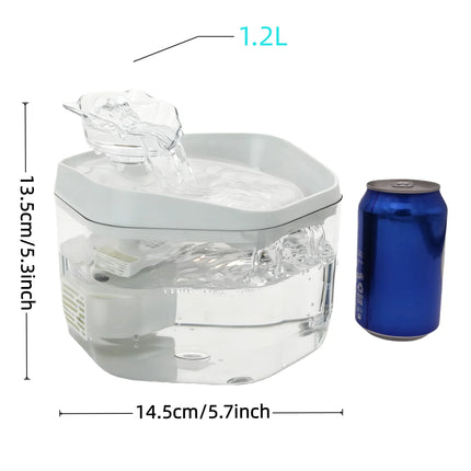 1.2L USB Cat Water Fountain - Pet Drinking Dispenser for Cats & Small to Medium Dogs