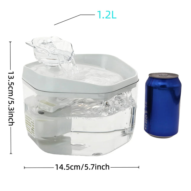 1.2L USB Cat Water Fountain - Pet Drinking Dispenser for Cats & Small to Medium Dogs
