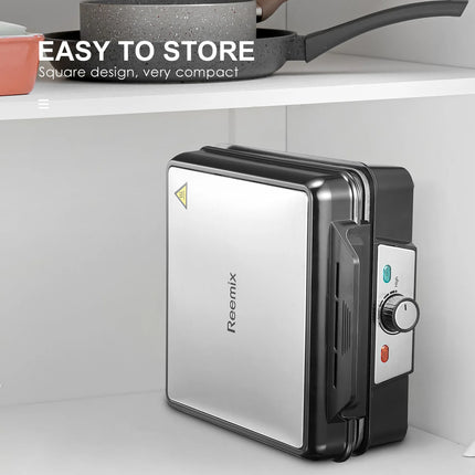 4-Slice Belgian Waffle Maker, 3 Browning Levels with Nonstick Square Waffler Iron Plates, 1200 Watts, Compact Design