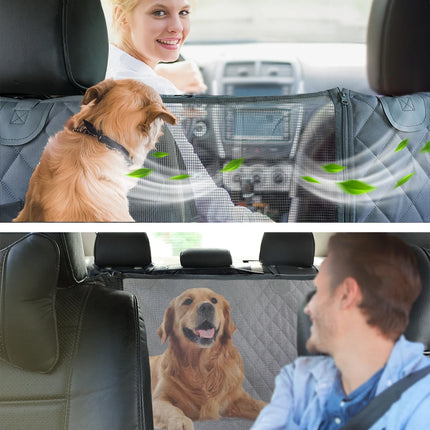 Dog Car Seat Cover Hammock with Safety Belt - Waterproof Nylon for Large Dogs, SUVs & Trucks