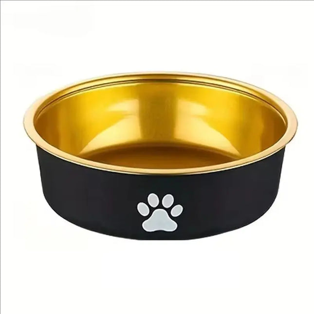 Non-Slip Stainless Steel Pet Dog Bowl - S/M/L, Gold or Brown for Dogs & Cats