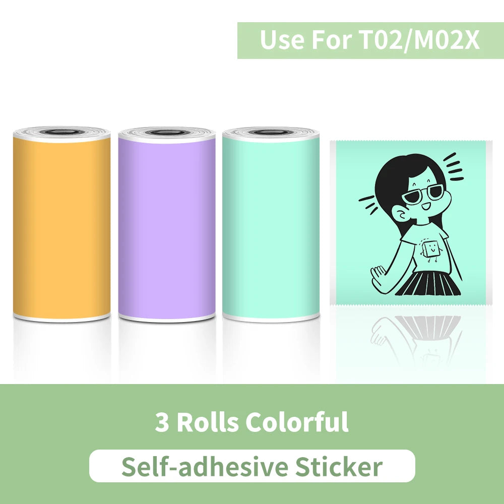 T02 Portable Printer Phomemo Mini Sticker Printer Self-adhesive Labels Inkless Sticker Printer for Journal, Notes, Photo, DIY
