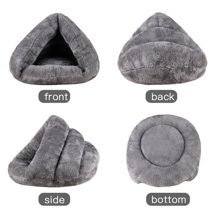 Plush Round Dog Bed - Warm Washable Basket Sofa for Small Dogs & Cats (S/M/L)