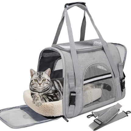 Airline Approved Soft Pet Carrier Bag - up to 20lbs, M/L, with Mat, 5 Colors