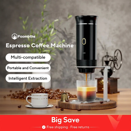 Wireless Electric Portable Espresso Coffee Machine for Car & Home Camping Coffee Maker 3-in-1 Capsule Powder Travel Coffee Maker