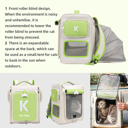 Large Space Foldable Cat Carrier Backpack - 32x42x26cm, Escape-Proof, up to 8kg, Pink/Orange/Brown/Green